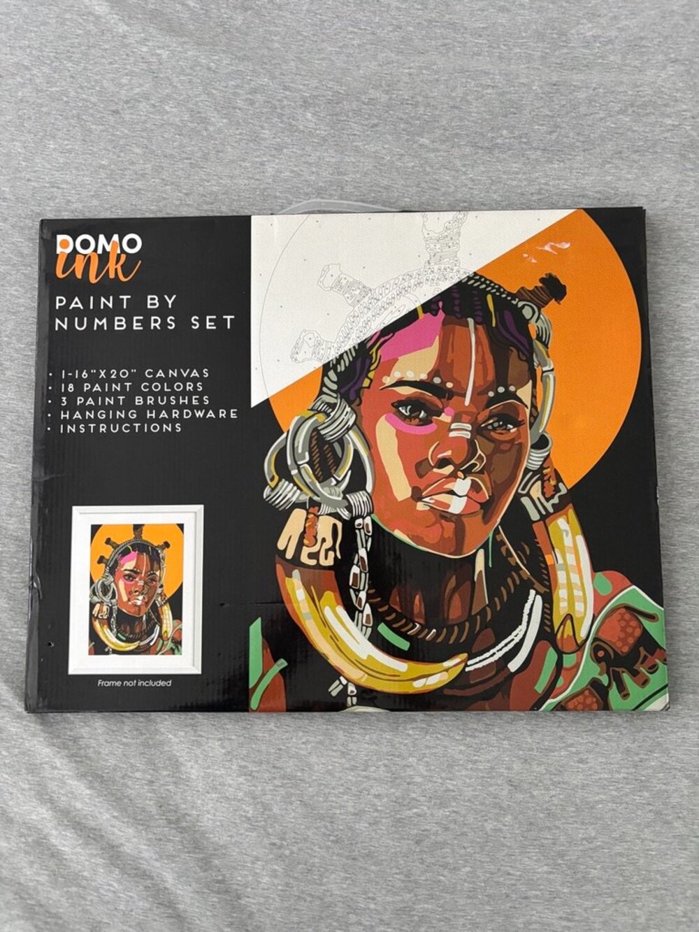 DomoINK The Queen is Black Paint by Numbers Kit 16x20 Canvas Art Craft Set New